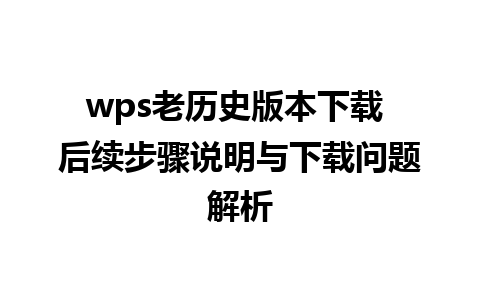 wps老历史版本下载 后续步骤说明与下载问题解析