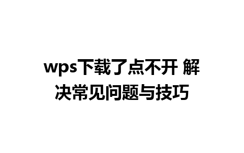 wps下载了点不开 解决常见问题与技巧