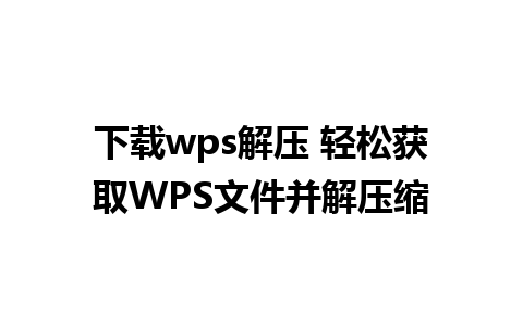 下载wps解压 轻松获取WPS文件并解压缩