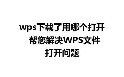 wps下载了用哪个打开  帮您解决WPS文件打开问题