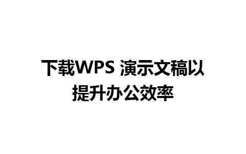 下载WPS 演示文稿以提升办公效率