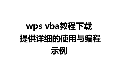 wps vba教程下载 提供详细的使用与编程示例