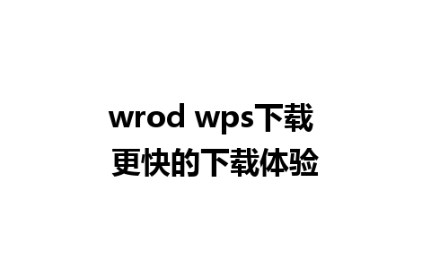 wrod wps下载 更快的下载体验