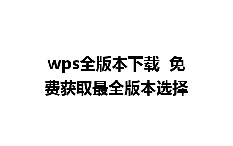 wps全版本下载  免费获取最全版本选择