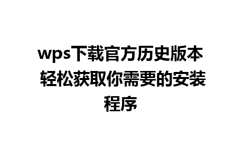 wps下载官方历史版本 轻松获取你需要的安装程序