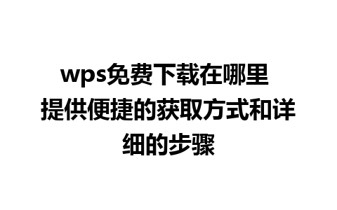 wps免费下载在哪里 提供便捷的获取方式和详细的步骤