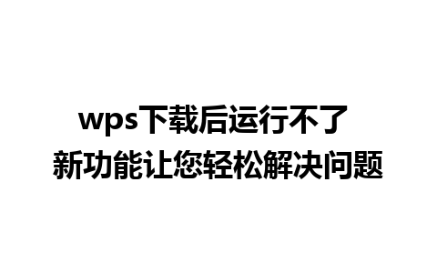 wps下载后运行不了 新功能让您轻松解决问题