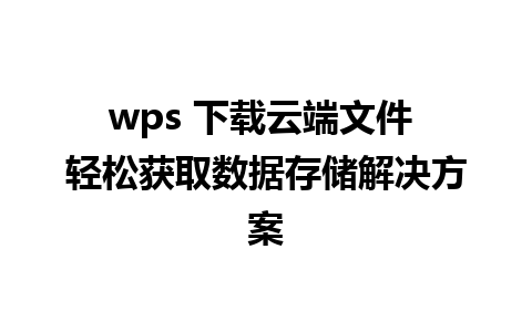 wps 下载云端文件 轻松获取数据存储解决方案