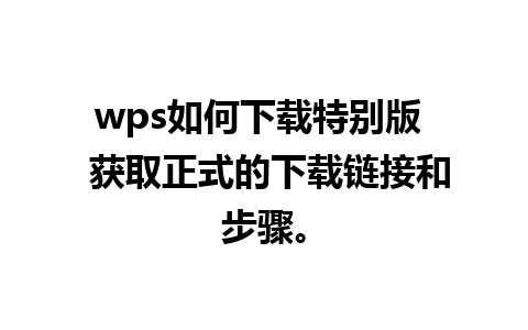 wps如何下载特别版  获取正式的下载链接和步骤。