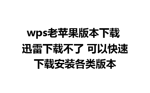 wps老苹果版本下载 迅雷下载不了 可以快速下载安装各类版本