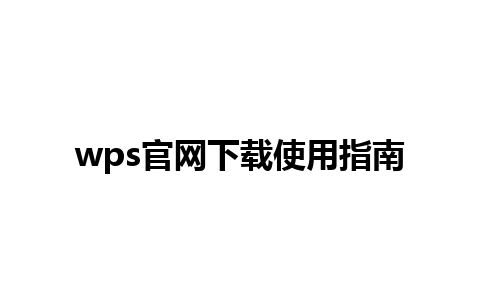 wps官网下载使用指南