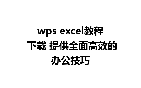 wps excel教程 下载 提供全面高效的办公技巧