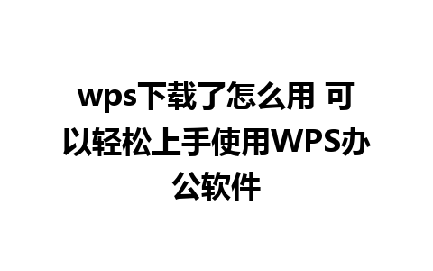 wps下载了怎么用 可以轻松上手使用WPS办公软件