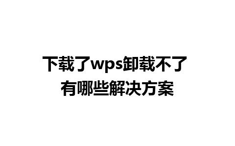 下载了wps卸载不了 有哪些解决方案