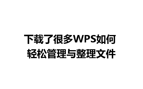 下载了很多WPS如何 轻松管理与整理文件