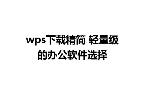 wps下载精简 轻量级的办公软件选择