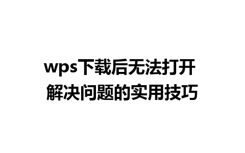 wps下载后无法打开 解决问题的实用技巧