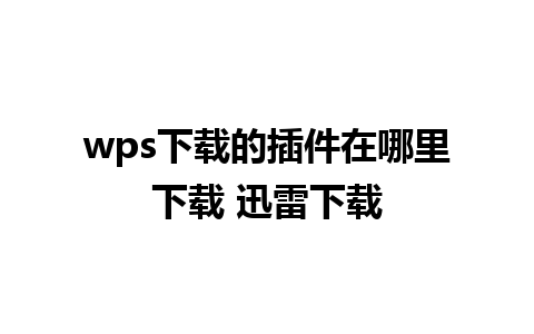 wps下载的插件在哪里下载 迅雷下载