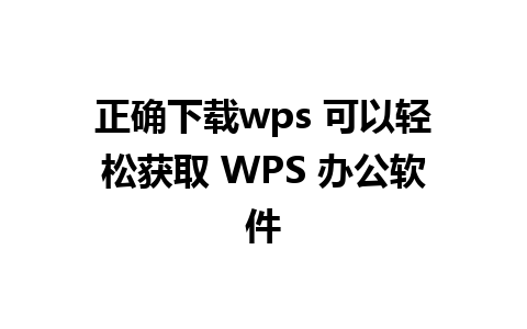 正确下载wps 可以轻松获取 WPS 办公软件