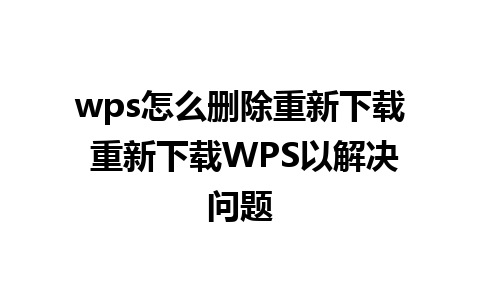 wps怎么删除重新下载 重新下载WPS以解决问题