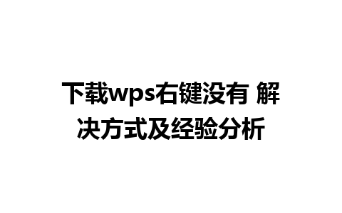 下载wps右键没有 解决方式及经验分析