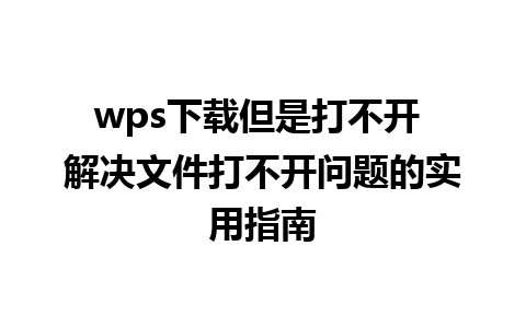 wps下载但是打不开 解决文件打不开问题的实用指南