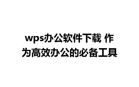 wps办公软件下载 作为高效办公的必备工具