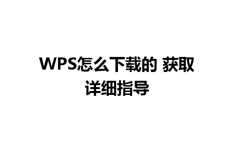 WPS怎么下载的 获取详细指导