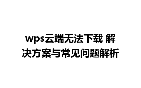 wps云端无法下载 解决方案与常见问题解析