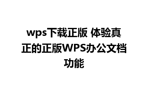 wps下载正版 体验真正的正版WPS办公文档功能