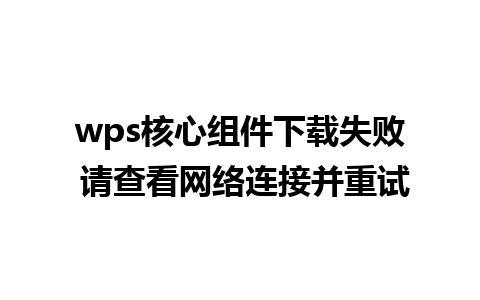 wps核心组件下载失败 请查看网络连接并重试