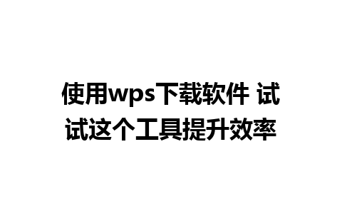 使用wps下载软件 试试这个工具提升效率