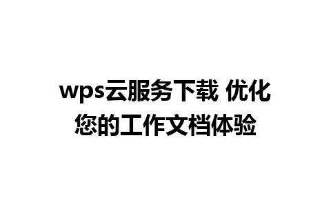 wps云服务下载 优化您的工作文档体验