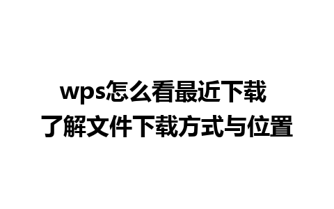 wps怎么看最近下载 了解文件下载方式与位置