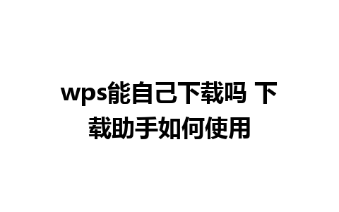 wps能自己下载吗 下载助手如何使用