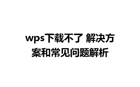 wps下载不了 解决方案和常见问题解析