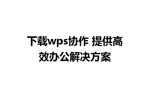 下载wps协作 提供高效办公解决方案