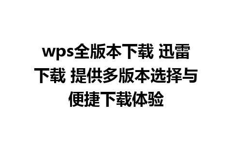 wps全版本下载 迅雷下载 提供多版本选择与便捷下载体验