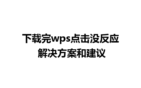 下载完wps点击没反应 解决方案和建议