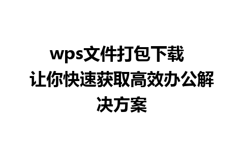 wps文件打包下载  让你快速获取高效办公解决方案