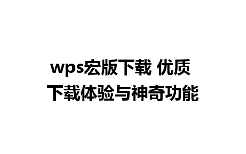 wps宏版下载 优质 下载体验与神奇功能