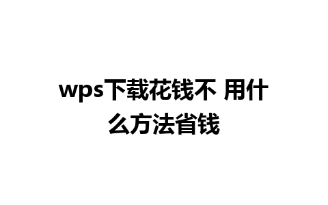 wps下载花钱不 用什么方法省钱