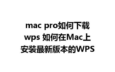 mac pro如何下载wps 如何在Mac上安装最新版本的WPS