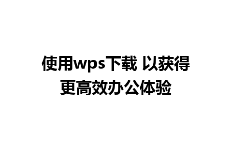 使用wps下载 以获得更高效办公体验