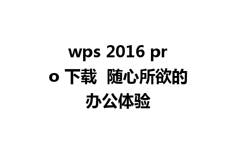 wps 2016 pro 下载  随心所欲的办公体验