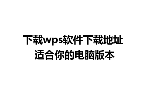 下载wps软件下载地址 适合你的电脑版本