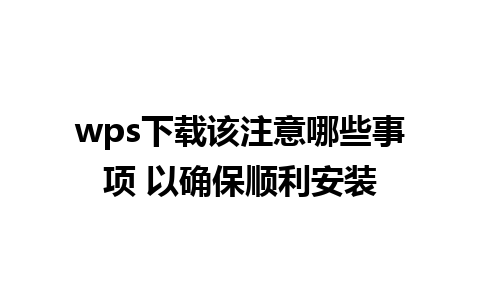 wps下载该注意哪些事项 以确保顺利安装