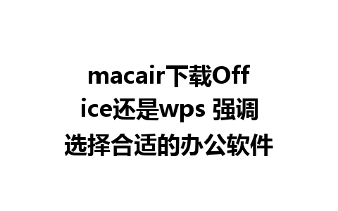 macair下载Office还是wps 强调选择合适的办公软件