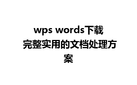 wps words下载 完整实用的文档处理方案