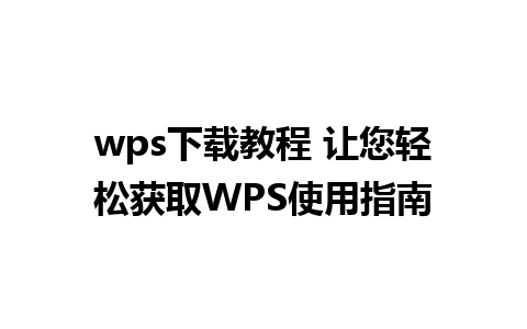 wps下载教程 让您轻松获取WPS使用指南